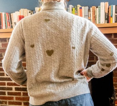 sustainably repaired cashmere sweater