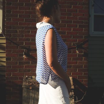 sustainable modern darling blue and white cotton blouse